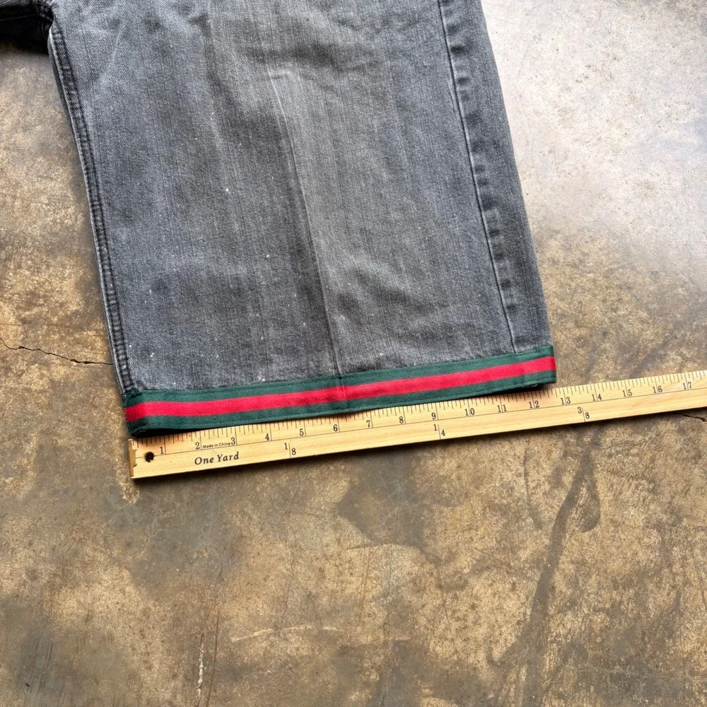 Brooklyn Basement Mens‎ Denim Shorts Black Faded Striped Trim Size 44 Streetwear